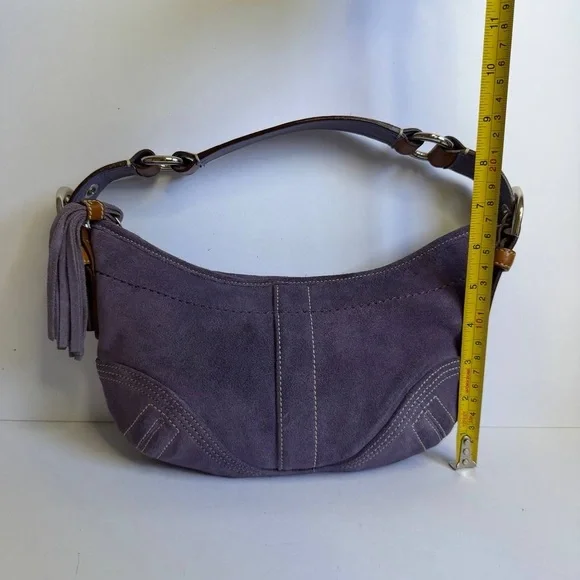 Coach Y2K Mini SoHo Hobo Shoulder Bag in Purple Suede/Brown Leather Accents